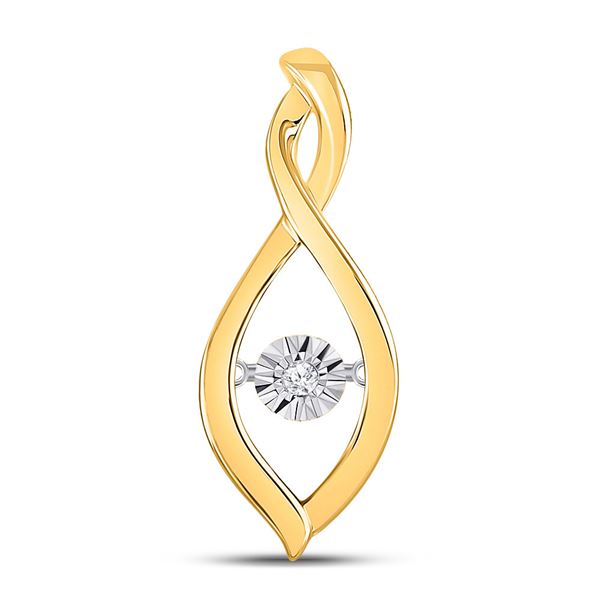 Round Diamond Moving Twinkle Solitaire Pendant .03 Cttw 10KT Yellow Gold