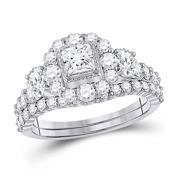 Bridal Wedding Ring Band Set 2 Cttw 14KT Two-tone Gold