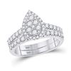 Diamond Bridal Wedding Ring Band Set 1 Cttw 14KT White Gold