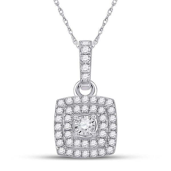 Round Diamond Square Pendant 1/4 Cttw 10KT White Gold