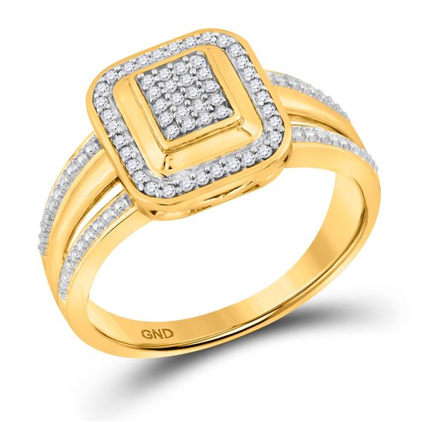 Round Diamond Square Cluster Ring 1/6 Cttw 10KT Yellow Gold