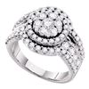 Image 1 : Round Diamond Flower Cluster Cluster Ring 2 Cttw 14KT White Gold