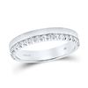 Image 1 : Machine-Set Round Diamond Wedding Band 1/4 Cttw 14KT White Gold