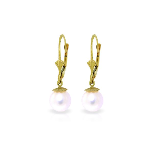 Genuine 4 ctw Pearl Earrings 14KT Yellow Gold - REF-20A7K