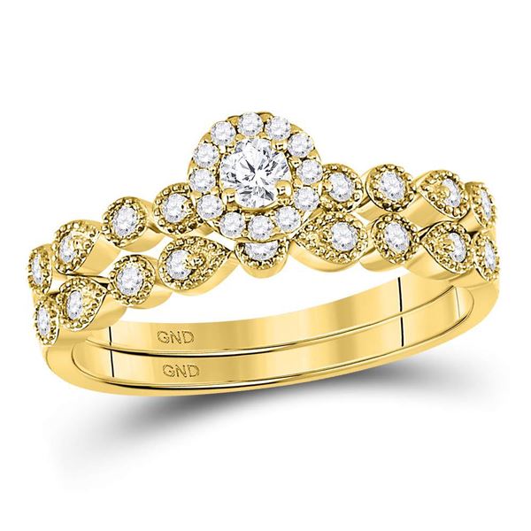 Diamond Stackable Bridal Wedding Ring Band Set 1/3 Cttw 10KT Yellow Gold