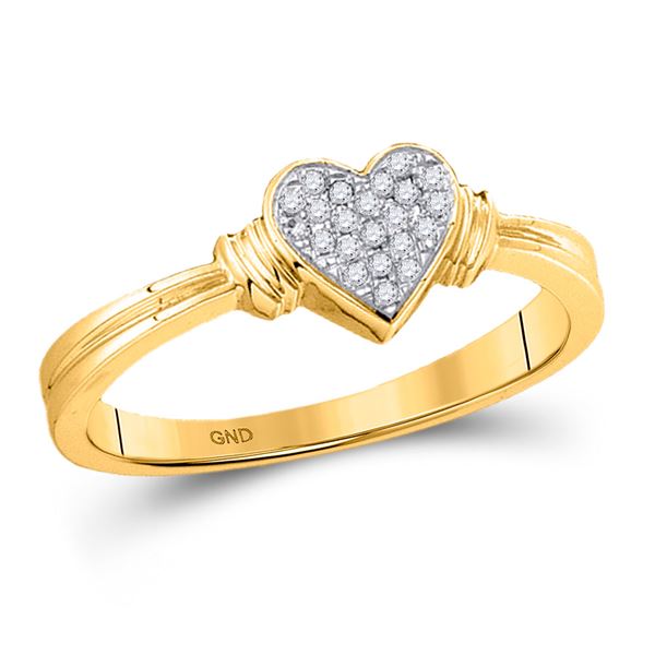 Round Diamond Simple Heart Cluster Ring 1/12 Cttw 10KT Yellow Gold