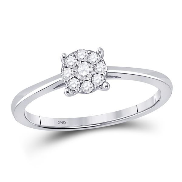 Round Diamond Cluster Ring 1/8 Cttw 10KT White Gold