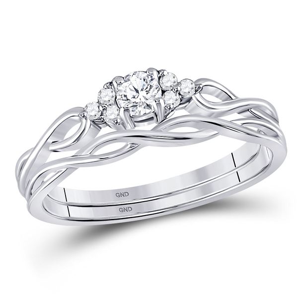 Diamond Bridal Wedding Ring Band Set 1/6 Cttw 14KT White Gold