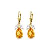 Genuine 13 ctw Citrine & White Topaz Earrings 14KT Yellow Gold - REF-61V2W
