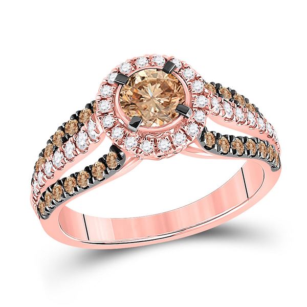 Brown Diamond Solitaire Bridal Wedding Engagement Ring 1-1/3 Cttw 14KT Rose Gold