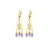Genuine 4.81 ctw Amethyst & Diamond Earrings 14KT Yellow Gold - REF-46K7V