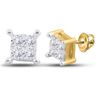 Image 1 : Princess Diamond Square Earrings 1/4 Cttw 14KT Yellow Gold