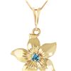 Genuine 0.10 CTW Blue Topaz Necklace 14KT Yellow Gold - REF-38K2V