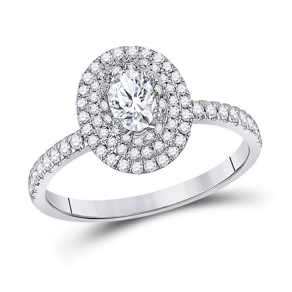 Halo Bridal Wedding Engagement Ring 3/4 Cttw 14KT White Gold