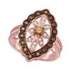 Image 1 : Round Brown Diamond Oval Frame Ring 3/4 Cttw 10KT Rose Gold