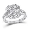 Image 1 : Baguette Diamond Octagon Cluster Ring 1/2 Cttw 14KT White Gold