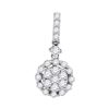 Round Diamond Flower Cluster Pendant 5/8 Cttw 14KT White Gold