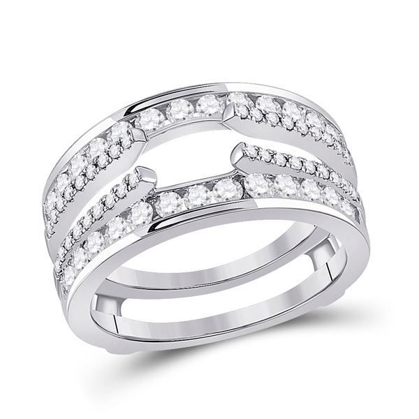 Round Diamond Wedding Wrap Ring Guard Enhancer 1 Cttw 14KT White Gold