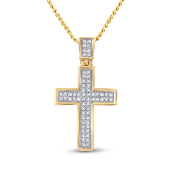 Round Diamond Cross Pendant 1/6 Cttw 10KT Yellow Gold