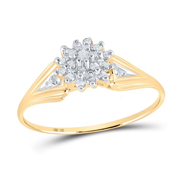Round Diamond Cluster Ring 1/10 Cttw 10KT Yellow Gold