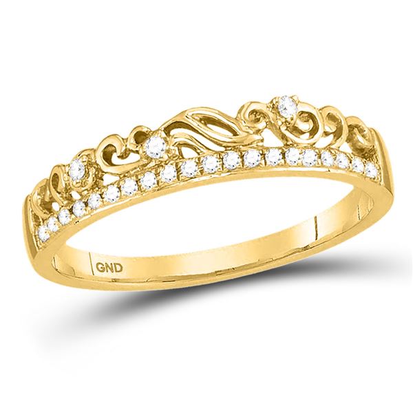 Round Diamond Stackable Band Ring 1/12 Cttw 10KT Yellow Gold