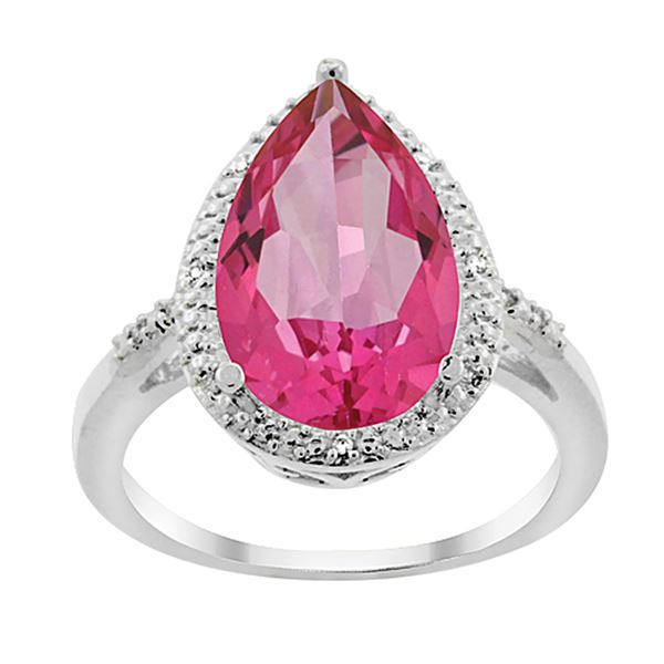 5.55 CTW Pink Topaz & Diamond Ring 10K White Gold - REF-34F8N