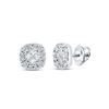 Image 1 : Princess Round Diamond Square Cluster Earrings 1/4 Cttw 14KT White Gold
