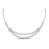 Image 1 : Baguette Round Diamond Square Cluster Necklace 4-7/8 Cttw 14KT White Gold