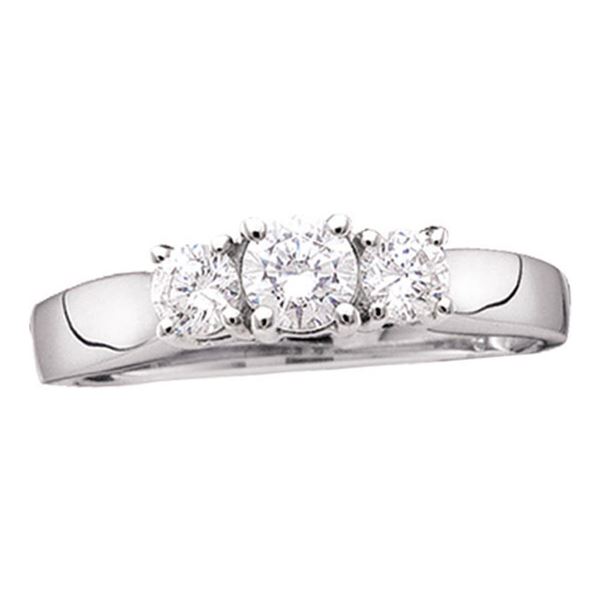 Diamond 3-stone Bridal Wedding Engagement Ring 1/2 Cttw 14KT White Gold