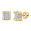 Image 1 : Round Diamond 3D Cube Square Stud Earrings 1/4 Cttw 10KT Yellow Gold
