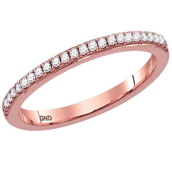 Round Diamond Single Row Stackable Band Ring 1/8 Cttw 14KT Rose Gold
