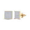 Image 1 : Round Diamond Square Earrings 7/8 Cttw 10KT Yellow Gold