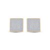 Image 2 : Round Diamond Square Earrings 7/8 Cttw 10KT Yellow Gold