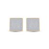 Image 2 : Round Diamond Square Earrings 7/8 Cttw 10KT Yellow Gold