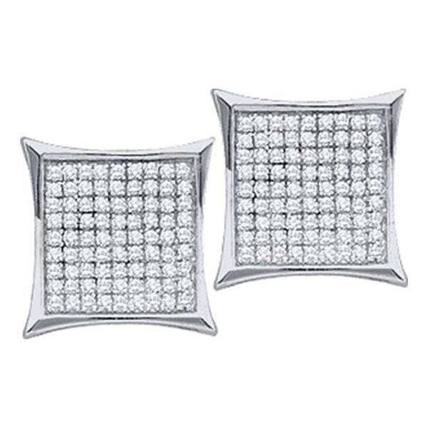 Round Diamond Square Cluster Earrings 1/6 Cttw 10KT White Gold