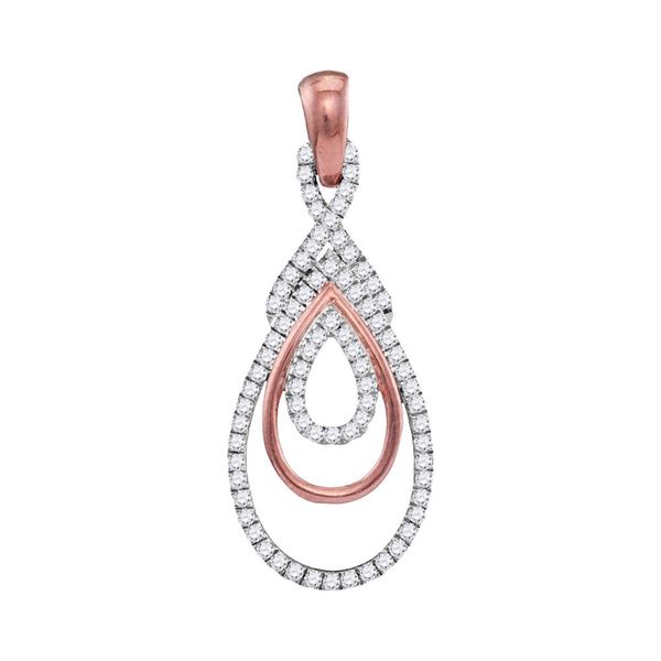 Round Diamond Triple Nested Teardrop Pendant 1/4 Cttw 10KT Rose Gold