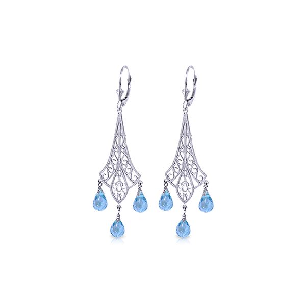 Genuine 4.8 ctw Blue Topaz Earrings 14KT White Gold - REF-56K9V