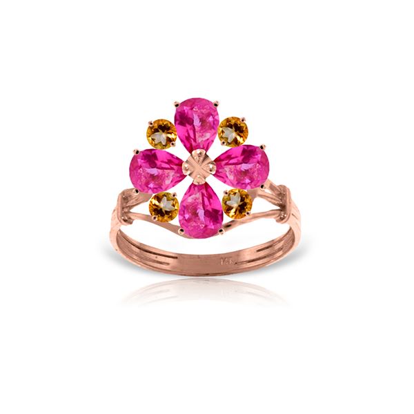 Genuine 2.43 ctw Pink Topaz & Citrine Ring 14KT Rose Gold - REF-48V9W