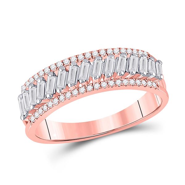 Baguette Diamond Modern Anniversary Ring 1/2 Cttw 14KT Rose Gold