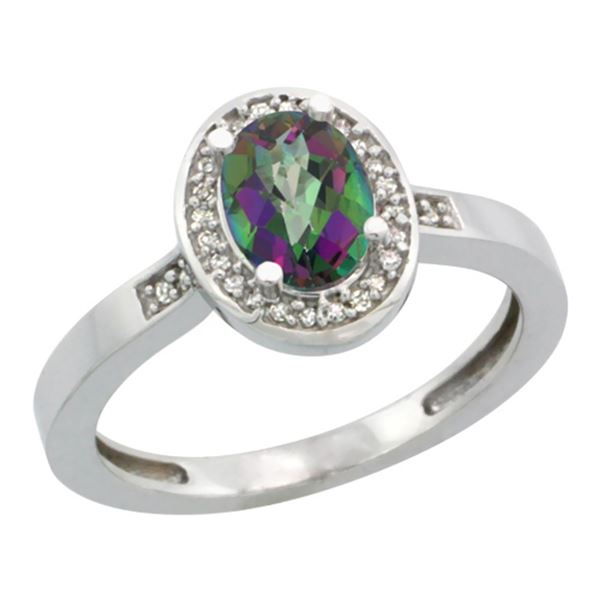 1.15 CTW Mystic Topaz & Diamond Ring 10K White Gold - REF-31K5W