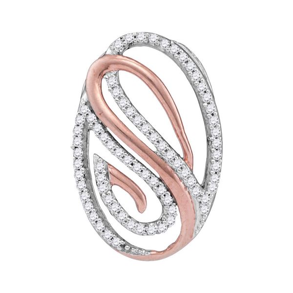 Round Diamond Oval Pendant 1/5 Cttw 10KT Two-tone Gold
