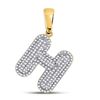Image 1 : Round Diamond Letter H Bubble Initial Charm Pendant 5/8 Cttw 10KT Yellow Gold