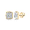 Image 1 : Round Diamond Square Cluster Earrings 1/3 Cttw 10KT Yellow Gold