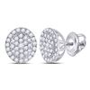 Image 1 : Round Diamond Cluster Earrings 1/2 Cttw 10KT White Gold
