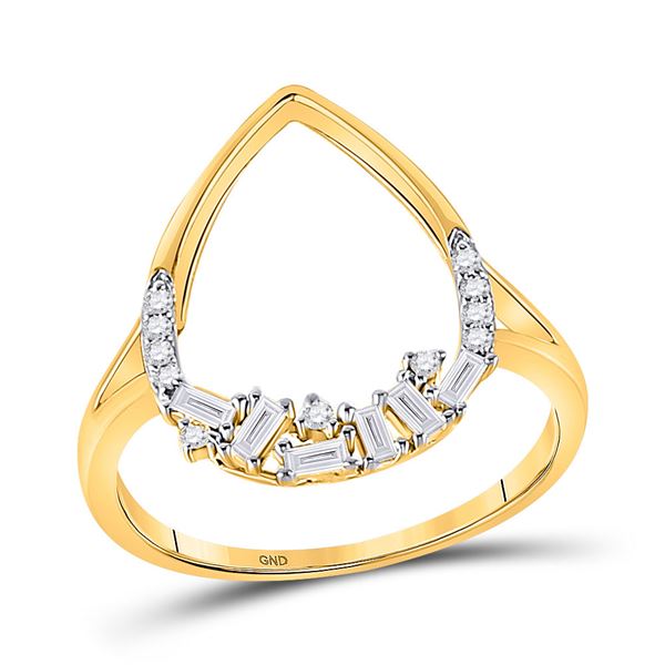 Round Diamond Scattered Teardrop Ring 1/5 Cttw 14KT Yellow Gold