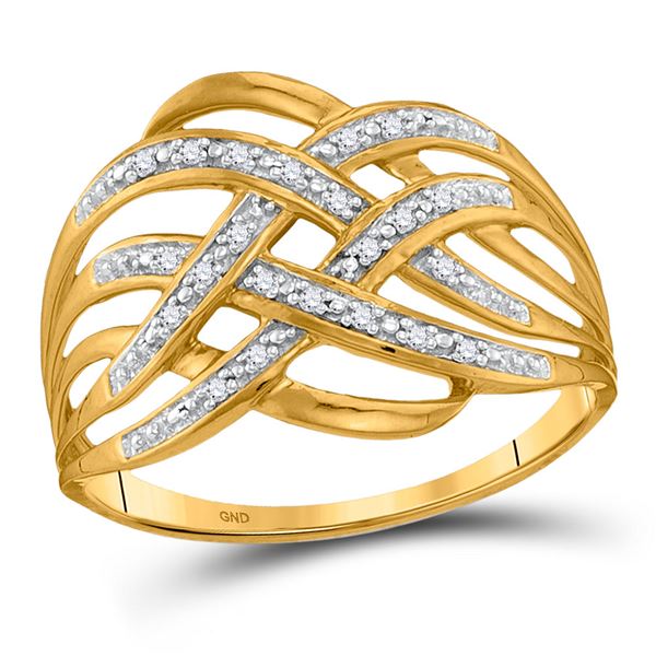 Round Diamond Woven Fashion Band Ring 1/20 Cttw 10KT Yellow Gold
