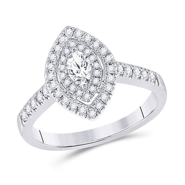 Halo Bridal Wedding Engagement Ring 1/2 Cttw 14KT White Gold