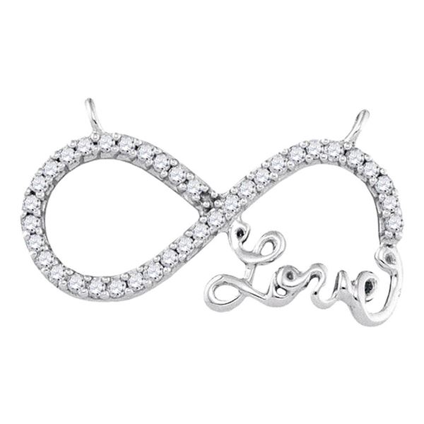 Round Diamond Infinity Pendant Necklace 1/5 Cttw 10KT White Gold