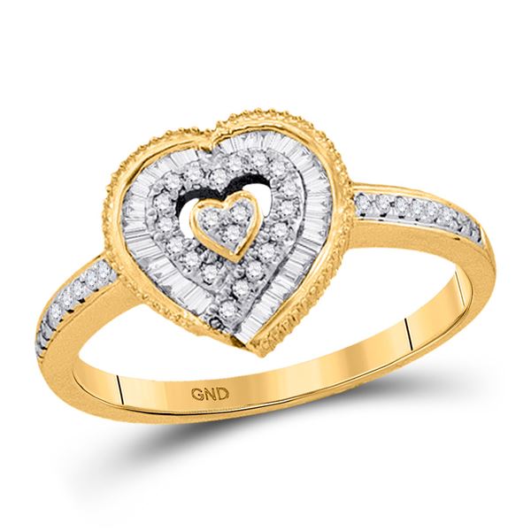 Round Diamond Heart Ring 1/4 Cttw 10KT Yellow Gold