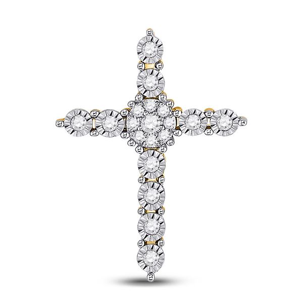 Round Diamond Cross Pendant 1/4 Cttw 14KT Yellow Gold